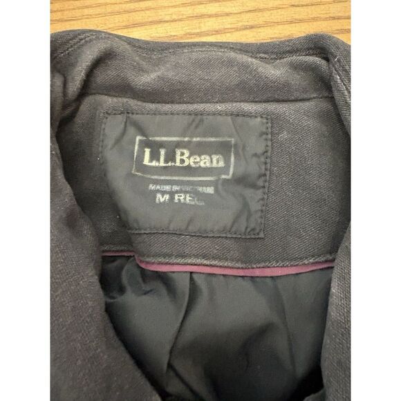 LL Bean Women's Medium Regular Black Cotton Utility Front Tie Pea Coat - Picture 5 of 7